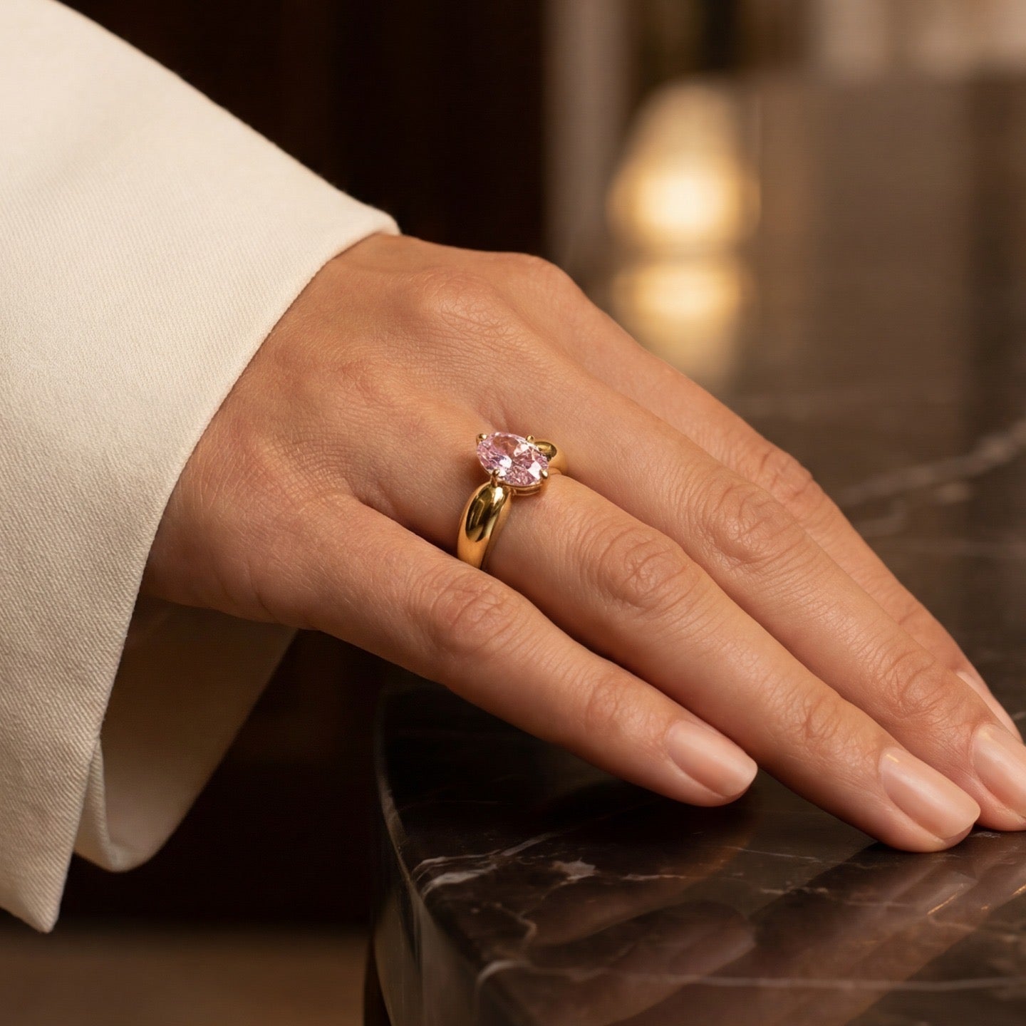 Pink oval ring
