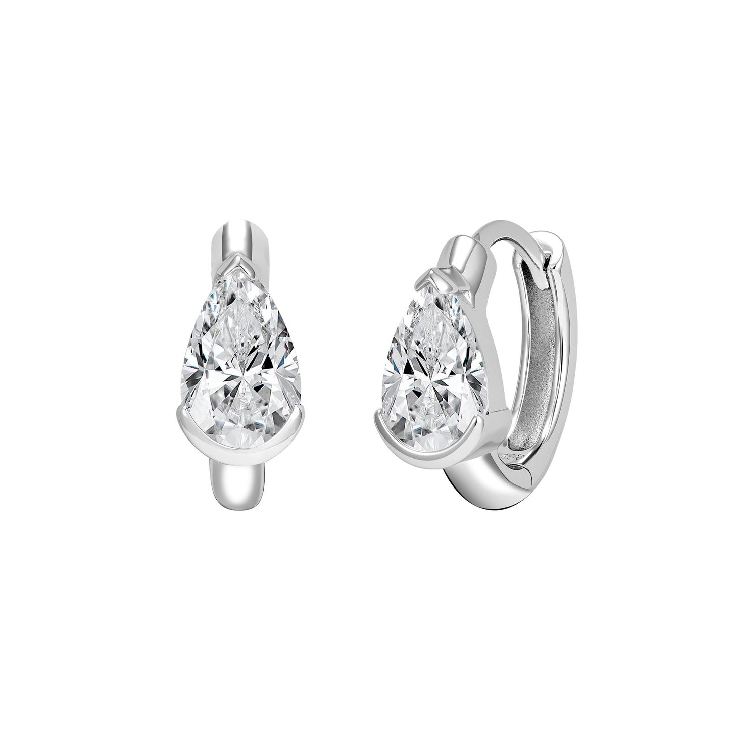 Pear hoops earrings silver