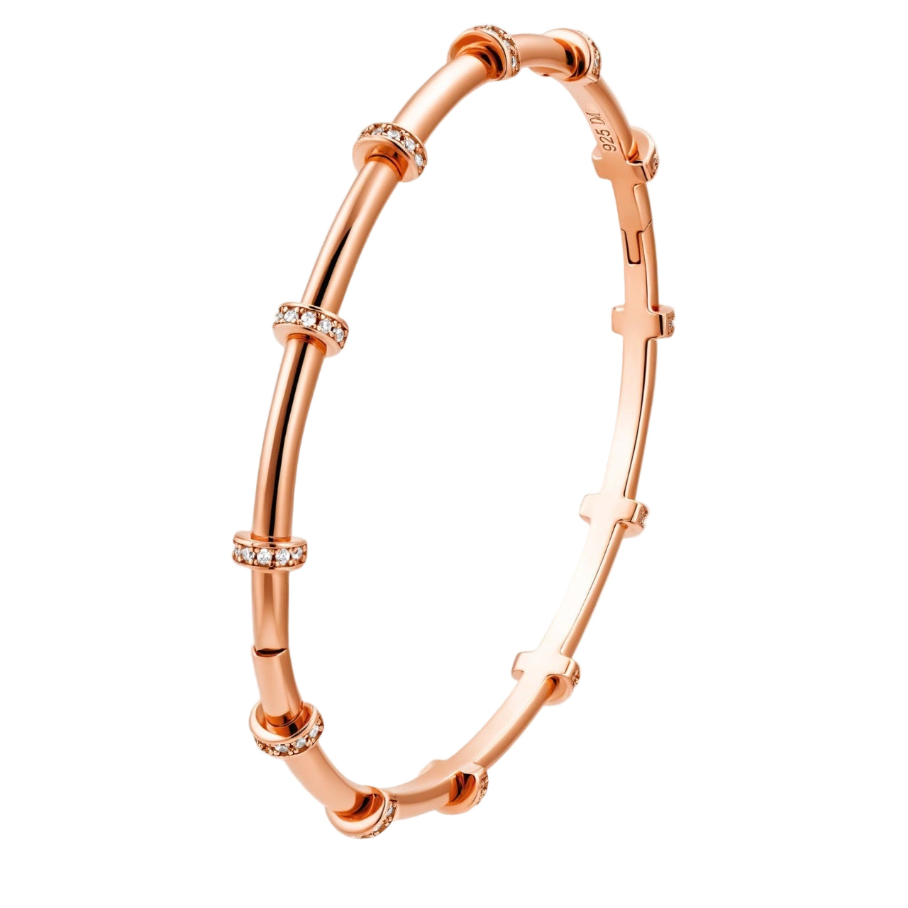 A rose gold-colored bracelet with a solid pattern and no visible brand marking.