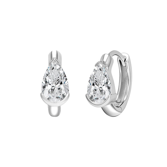 Pear hoops earrings silver